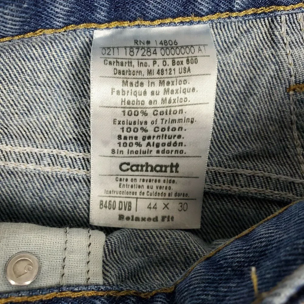 Carhartt Denim Blue‎ Jeans Mens Sz 44x30 B460 DVB Relaxed Fit Straight